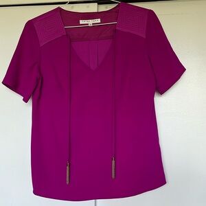 Trina Turk Escondido Blouse Fuchsia‎ Size M – Gold Chain Tassels